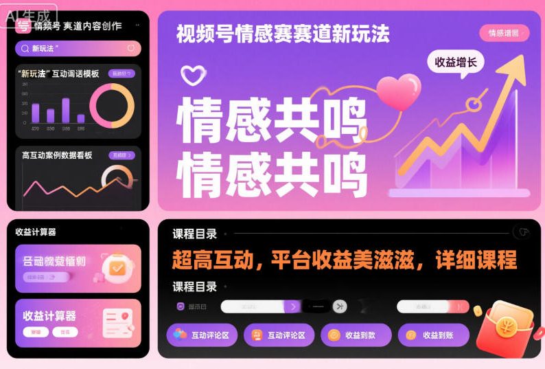 视频号情感赛道新玩法，超高互动，平台收益美滋滋，详细课程-创新社-资源网-最新项目分享网站