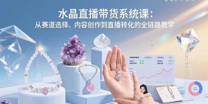 水晶直播带货系统课：从赛道选择、内容创作到直播转化的全链路教学-创新社-资源网-最新项目分享网站