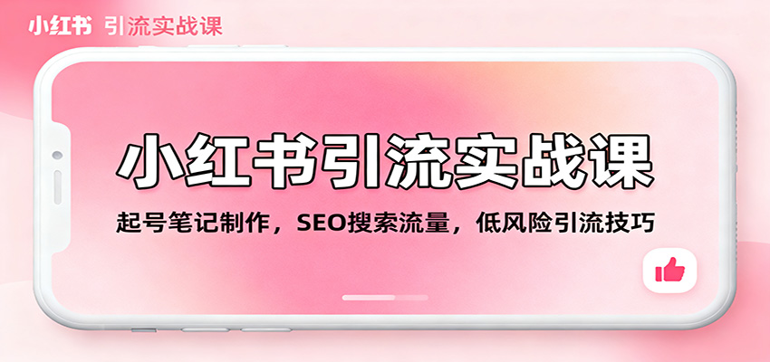小红书引流实战课：起号笔记制作，SEO搜索流量，低风险引流技巧-创新社-资源网-最新项目分享网站