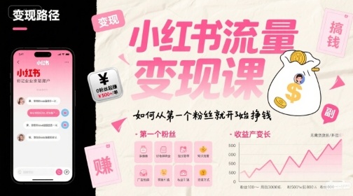 小红书流量变现课，如何从第一个粉丝就开始挣钱-创新社-资源网-最新项目分享网站