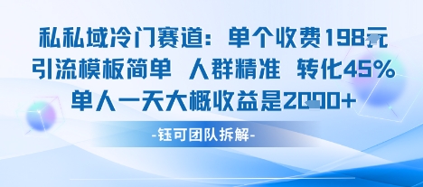 私域冷门赛道单个收费198米引流模板简单人群精准 45%的转化率单人一天大概收益多张-创新社-资源网-最新项目分享网站