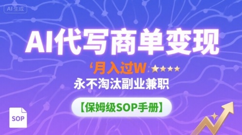 AI代写商单变现，月入过W，永不淘汰副业兼职【保姆级SOP手册】-创新社-资源网-最新项目分享网站