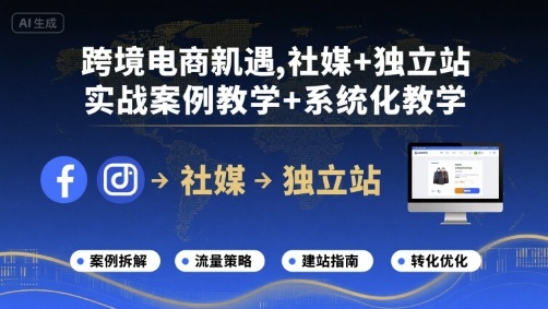 跨境电商新机遇，社媒+独立站，实战案例教学+系统化教学-创新社-资源网-最新项目分享网站