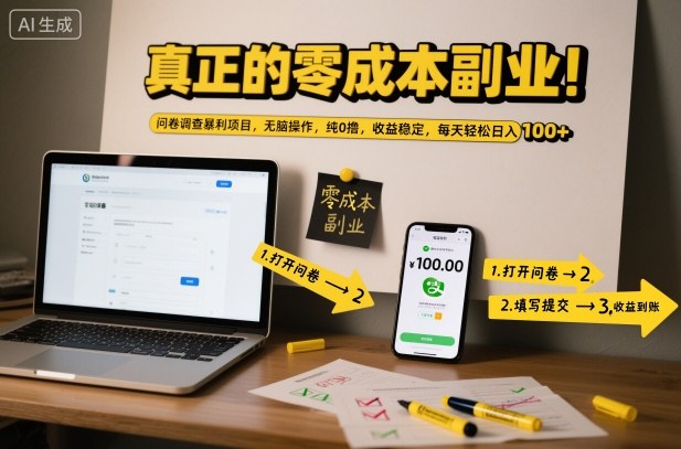 真正的零成本副业!问卷调查暴利项目,无脑操作,纯0撸,收益稳定,每天轻松日入100+【揭秘】-创新社-资源网-最新项目分享网站