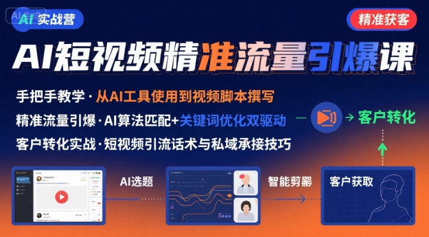 AI+短视频引爆精准客户实战营，手把手教你引爆Ai短视频精准流量-创新社-资源网-最新项目分享网站