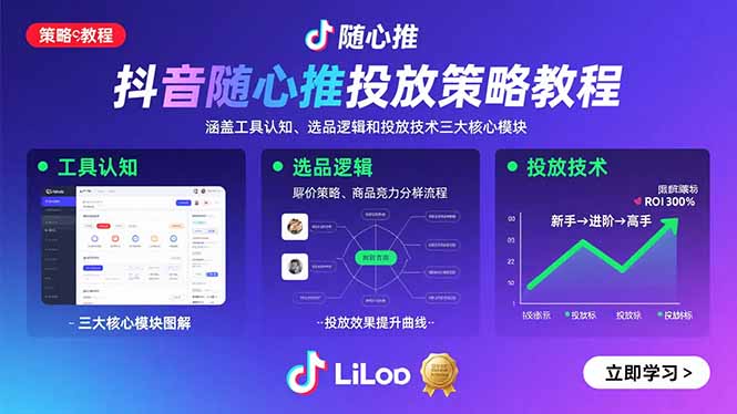 抖音随心推投放策略教程：涵盖工具认知、选品逻辑和投放技术三大核心模块-创新社-资源网-最新项目分享网站