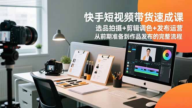 快手短视频带货速成课，选品拍摄+剪辑调色+发布运营，从前期准备到作品发布的完整流程-创新社-资源网-最新项目分享网站