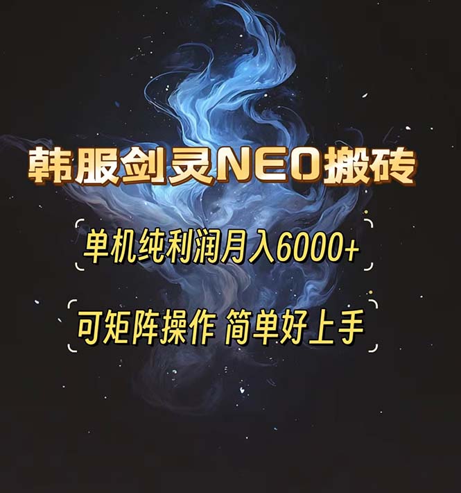 韩服剑灵NEO搬砖攻略，单机纯利润月入6000+ 可矩阵操作，简单好上手。-创新社-资源网-最新项目分享网站