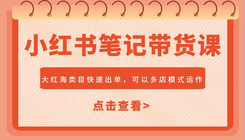 小红书笔记带货课，大红海类目快速出单，市场大，可以多店模式运作-创新社-资源网-最新项目分享网站