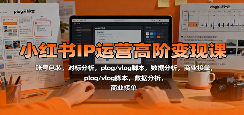 小红书IP运营高阶变现课：账号包装，对标分析，plog/vlog脚本，数据分析，商业接单-创新社-资源网-最新项目分享网站