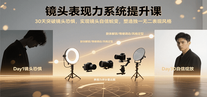 镜头表现力系统提升课，30天突破镜头恐惧实现自信蜕变，塑造独一无二表现风格-创新社-资源网-最新项目分享网站
