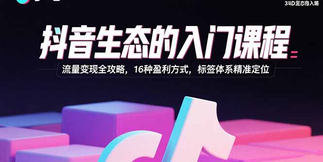 抖音生态的入门课程：流量变现全攻略，16种盈利方式，标签体系精准定位-创新社-资源网-最新项目分享网站