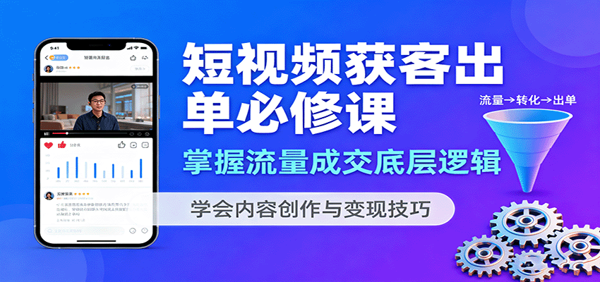 短视频获客出单必修课：掌握流量成交底层逻辑，学会内容创作与变现技巧-创新社-资源网-最新项目分享网站