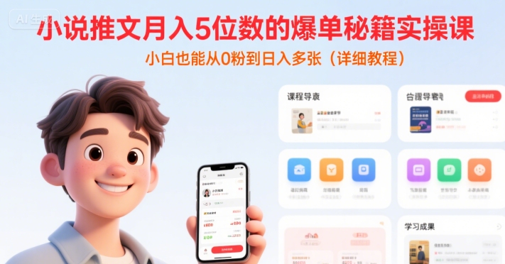 小说推文月入5位数的爆单秘籍实操课，，小白也能从0粉到日入多张(详细教程)-创新社-资源网-最新项目分享网站