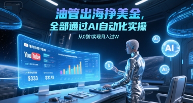 油管出海挣美金，全部通过AI自动化实操，从0到1实现月入过W-创新社-资源网-最新项目分享网站
