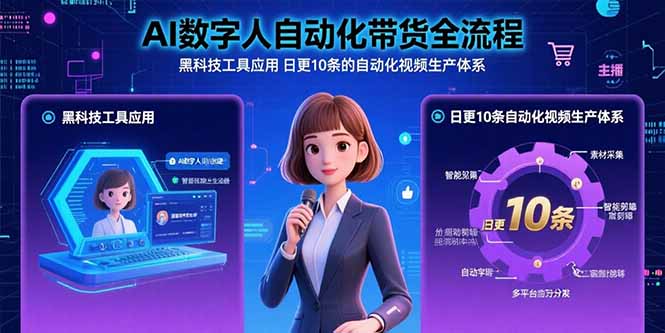 AI数字人自动化带货全流程：黑科技工具应用 日更10条的自动化视频生产体系-创新社-资源网-最新项目分享网站