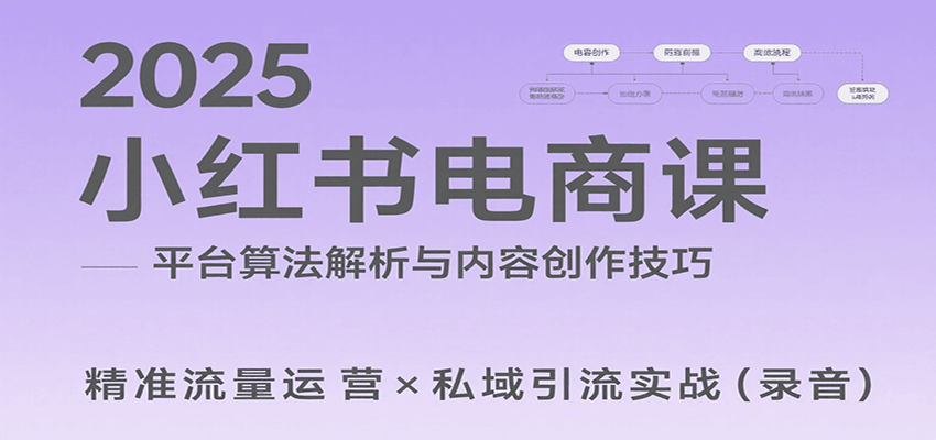 2025小红书电商课：解析算法，创作高转化内容，助力卖家获取流量实现变现(录音)-创新社-资源网-最新项目分享网站