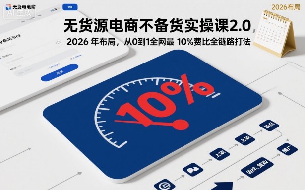 无货源电商不备货实操课2.0,2026年布局,从0到1全网最低10%费比全链路打法【更新】-创新社-资源网-最新项目分享网站