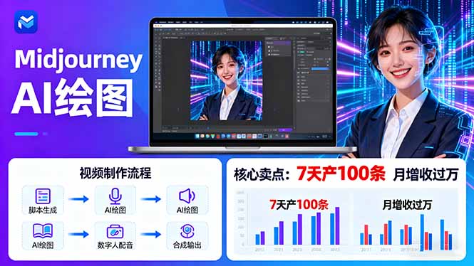AI绘图照片开口说话视频制作：Midjourney+数字人，7天产100条月增收过万-创新社-资源网-最新项目分享网站
