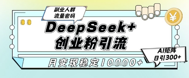 DeepSeek+创业粉精准引流，全新分享课4.0玩法，AI矩阵日引300+，多种变现方式，稳定月入1W-创新社-资源网-最新项目分享网站