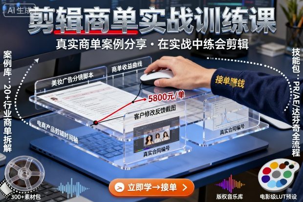 剪辑商单实战训练课，真实商单案例分享，在实战中练会剪辑-创新社-资源网-最新项目分享网站