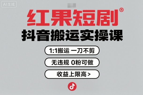 红果短剧拉新之抖音搬运实操课,1:1搬运,一刀不剪,无违规,0粉可做,收益上限高-创新社-资源网-最新项目分享网站