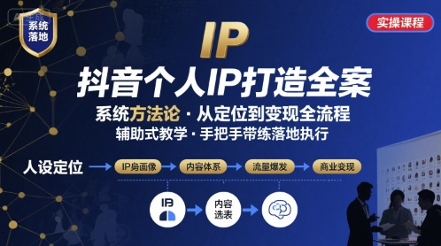 抖音个人IP系统落地实操大课，实操课程，辅助落地-创新社-资源网-最新项目分享网站