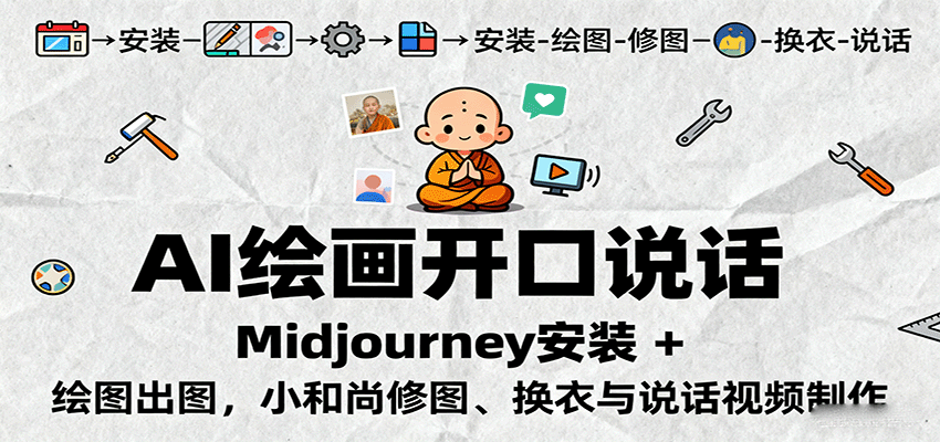 AI绘画开口说话，Midjourney安装 + 绘图出图，小和尚修图、换衣与说话视频制作-创新社-资源网-最新项目分享网站