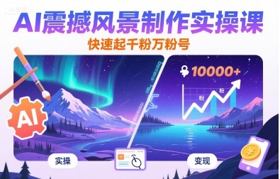 AI震撼风景制作实操课，快速起千粉万粉号-创新社-资源网-最新项目分享网站