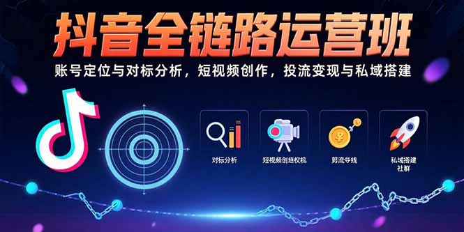 抖音全链路运营班：账号定位与对标分析，短视频创作，投流变现与私域搭建-创新社-资源网-最新项目分享网站