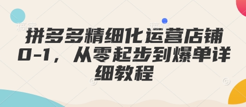 拼多多精细化运营店铺0-1，从零起步到爆单详细教程-创新社-资源网-最新项目分享网站