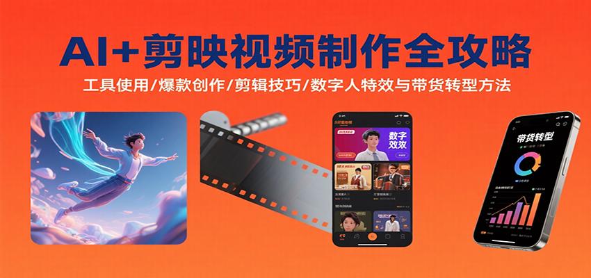 AI+剪映视频制作全攻略：工具使用/爆款创作/剪辑技巧/数字人特效与带货转型方法-创新社-资源网-最新项目分享网站