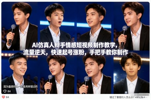 AI仿真人辩手情感短视频制作教学,流量逆天,快速起号涨粉,手把手教你制作-创新社-资源网-最新项目分享网站