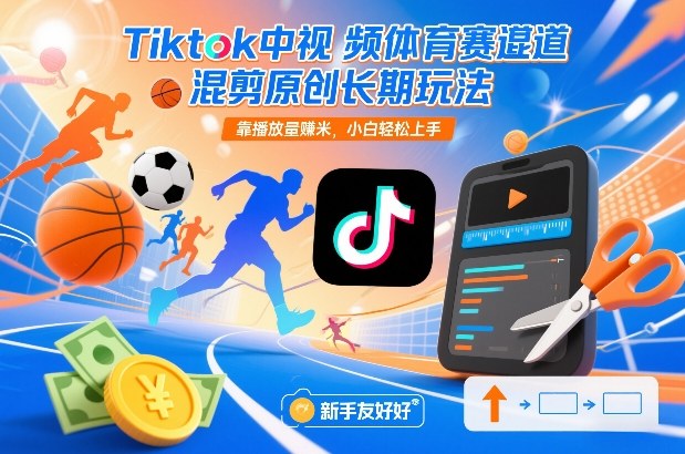 Tiktok中视频体育赛道混剪原创长期玩法,靠播放量賺米,小白轻松上手-创新社-资源网-最新项目分享网站