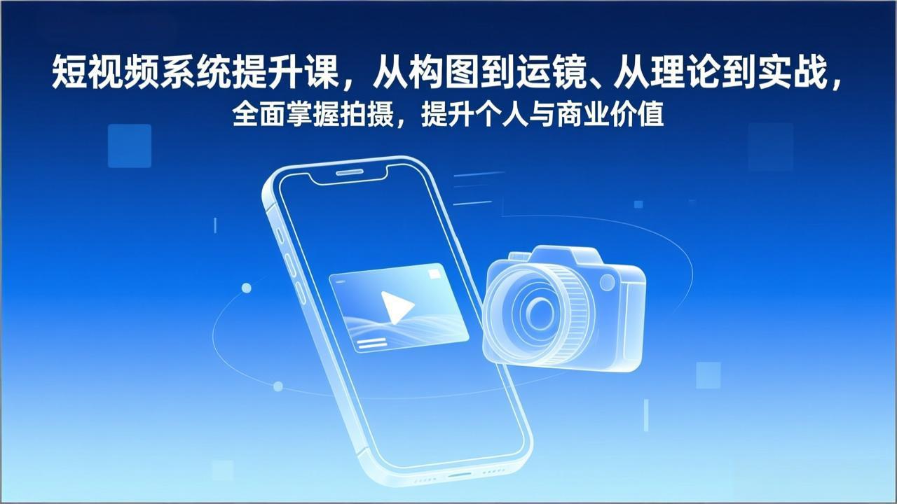 短视频系统提升课，从构图到运镜、从理论到实战，全面掌握拍摄，提升个人与商业价值-创新社-资源网-最新项目分享网站