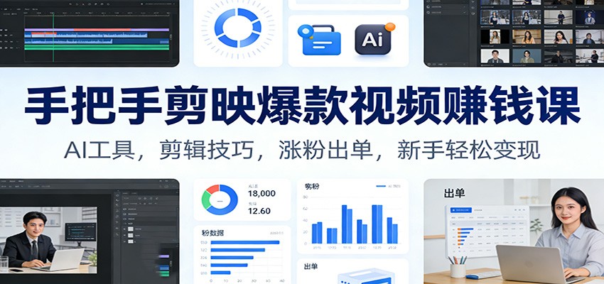 手把手剪映爆款视频赚钱课：AI工具，剪辑技巧，涨粉出单，新手轻松变现-创新社-资源网-最新项目分享网站