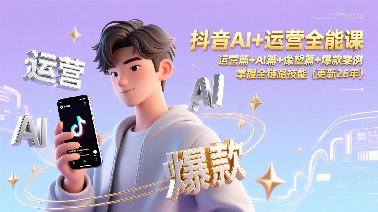 抖音AI+运营全能课，运营篇+AI篇+像塑篇+爆款案例，掌握全链路技能(更新26年-创新社-资源网-最新项目分享网站