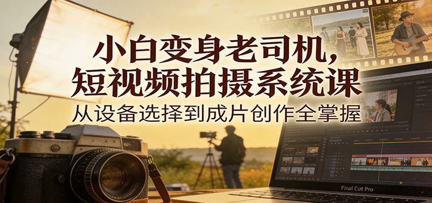 小白变身老司机，短视频拍摄系统课，从设备选择到成片创作全掌握-创新社-资源网-最新项目分享网站