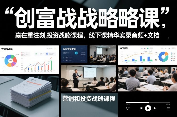 创富战略课,赢在重注时刻,营销和投资战略课程,线下课精华实录音频+文档-创新社-资源网-最新项目分享网站