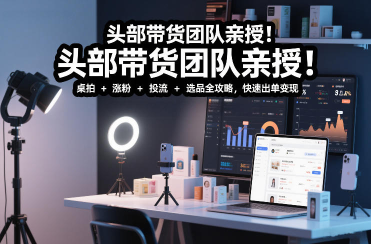 头部带货团队亲授！专业短视频实拍带货课：桌拍+涨粉+投流+选品全攻略，快速出单变现，月入2w+-创新社-资源网-最新项目分享网站