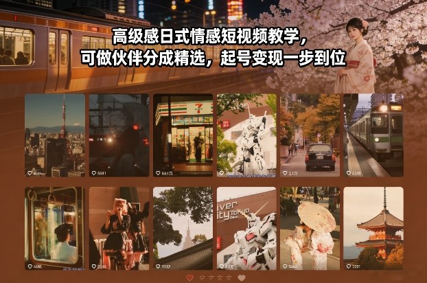 高级感日式情感短视频教学,可做伙伴分成精选,起号变现一步到位-创新社-资源网-最新项目分享网站