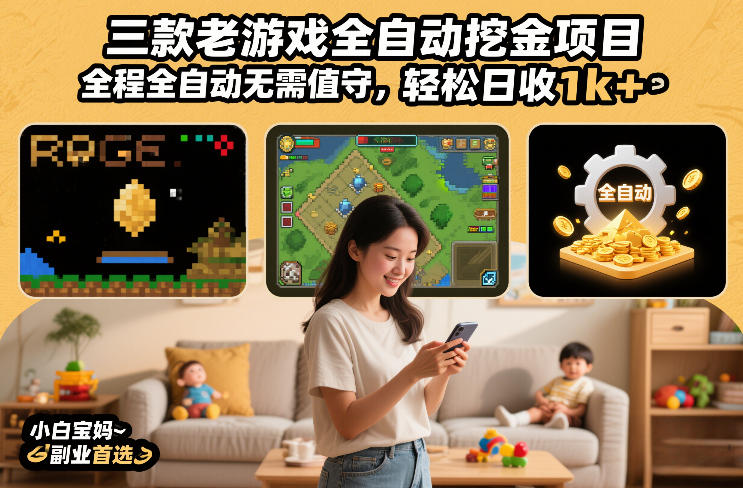 三款老游戏全自动挖金项目,全程全自动无需值守,轻松日收1k+,小白宝妈副业首选【揭秘】-创新社-资源网-最新项目分享网站