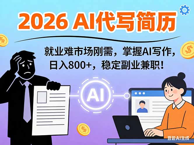 AI代写简历,超暴利,用万能模板月入1-3万实战教程,2026年市场刚需!-创新社-资源网-最新项目分享网站