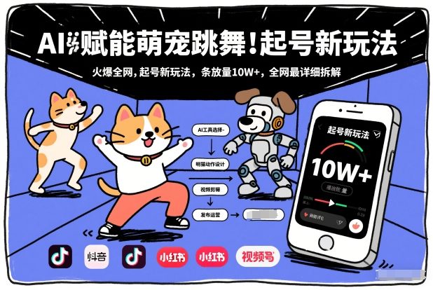 AI赋能萌宠跳舞，火爆全网，起号新玩法，条条播放量10W+，全网最详细拆解-创新社-资源网-最新项目分享网站