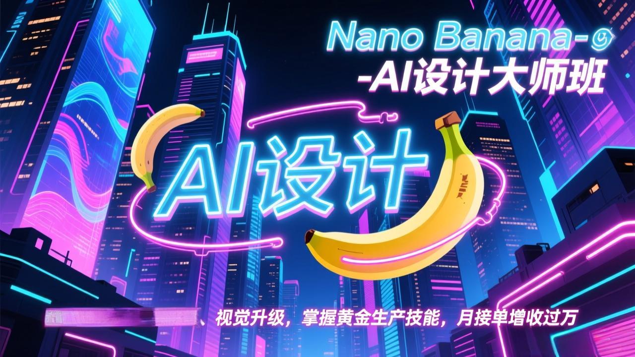 Nano Banana-AI设计大师班,修图合成、广告创作、视觉升级,掌握黄金生产技能,月接单增收过万-创新社-资源网-最新项目分享网站