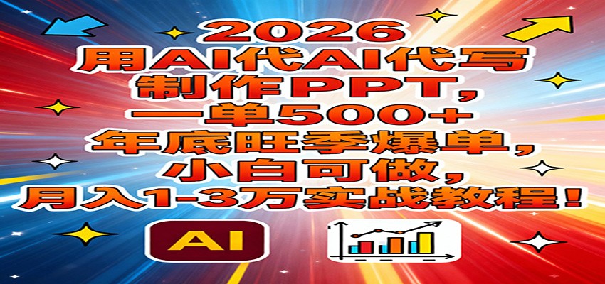 2026用AI代写制作PPT,一单500+,年底旺季爆单,小白可做,月入1-3万实战教程-创新社-资源网-最新项目分享网站