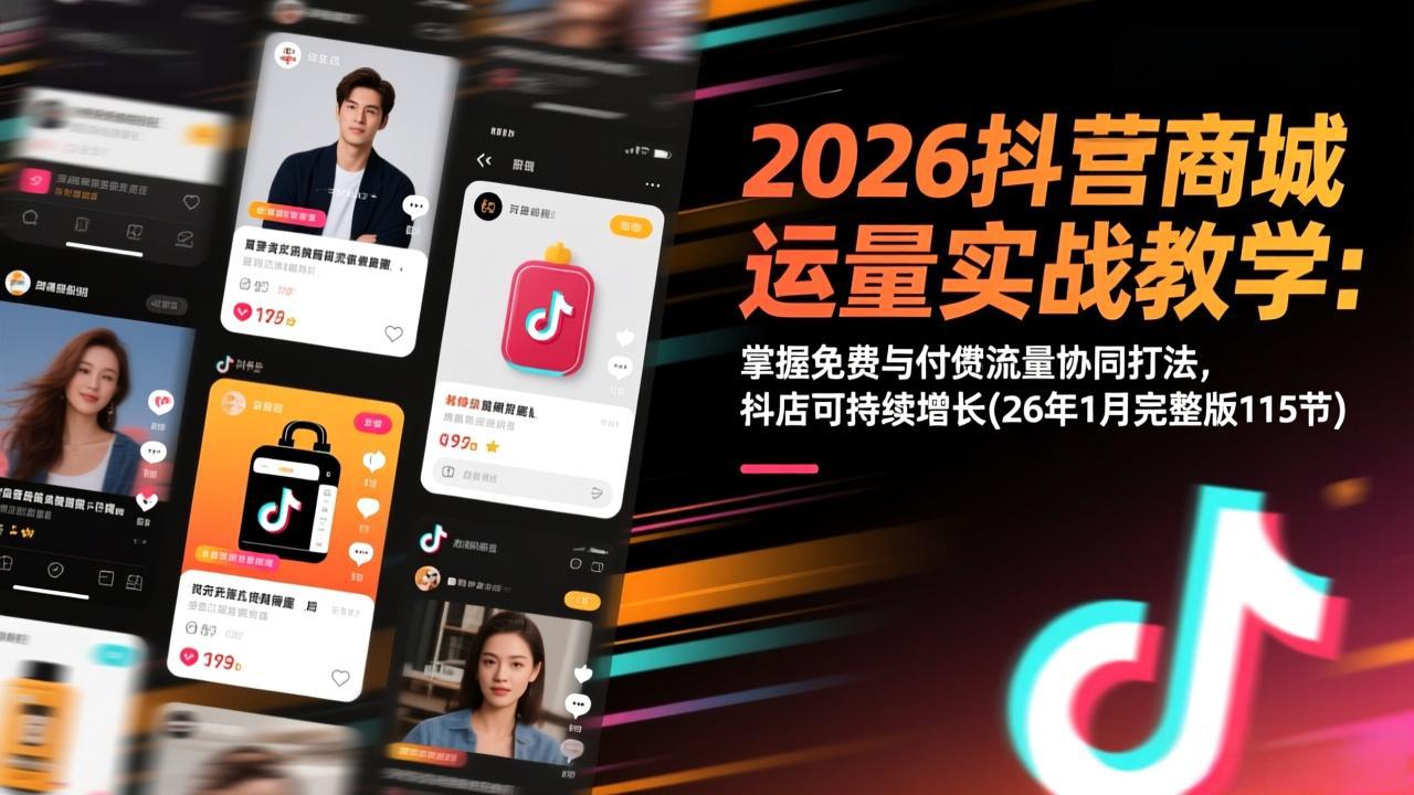 2026抖音商城运营实战教学:掌握免费与付费流量协同打法,抖店可持续增长(26年1月完整版115节-创新社-资源网-最新项目分享网站