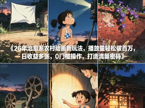 26年治愈系农村动画新玩法,播放量轻松破百万,日收益多张,0门槛操作,打造流量密码-创新社-资源网-最新项目分享网站
