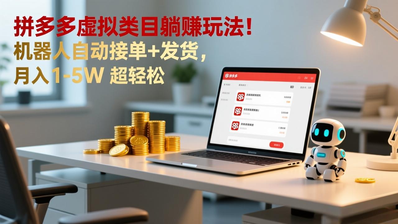 多多虚拟类目躺赚玩法！机器人自动接单+发货，月入 1-5W 超轻松-创新社-资源网-最新项目分享网站