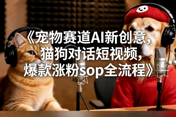 宠物赛道AI新创意,猫狗对话短视频,爆款涨粉sop全流程-创新社-资源网-最新项目分享网站